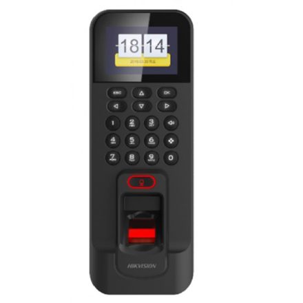 Hikvision Beléptető vezérlő - DS-K1T804AMF (Mifare(13.56Mhz), LCD, kártya/kód/ujjlenyomat, RJ45/RS-485/WG26/WG34, 12VDC)